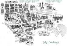 Load image into Gallery viewer, City of Edinburgh Hand Drawn Illustrated Map Print