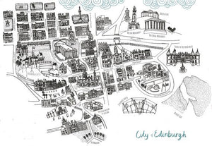City of Edinburgh Hand Drawn Illustrated Map Print